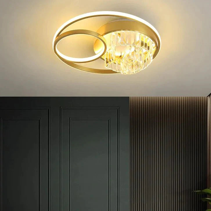 Creative Crystal light in the bedroom Copper Ceiling Lamp