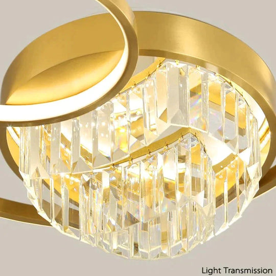 Creative Crystal Light In The Bedroom Copper Ceiling Lamp
