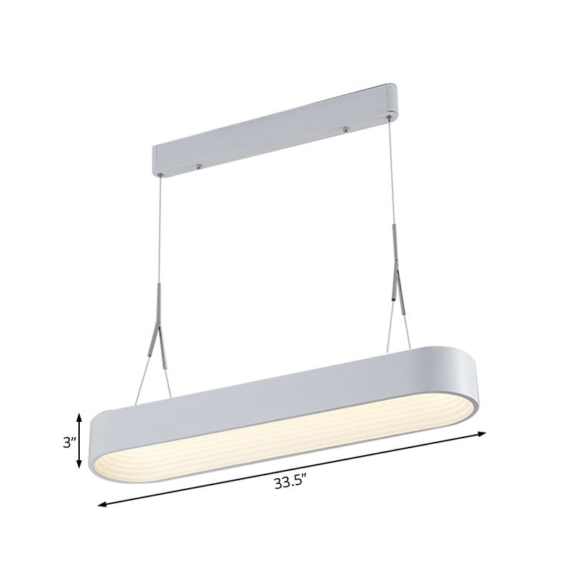 Modern Metal Rectangle LED Chandelier Lighting - 33.5"/47" Wide - White/Grey - Hanging Lamp Kit with Recessed Diffuser
