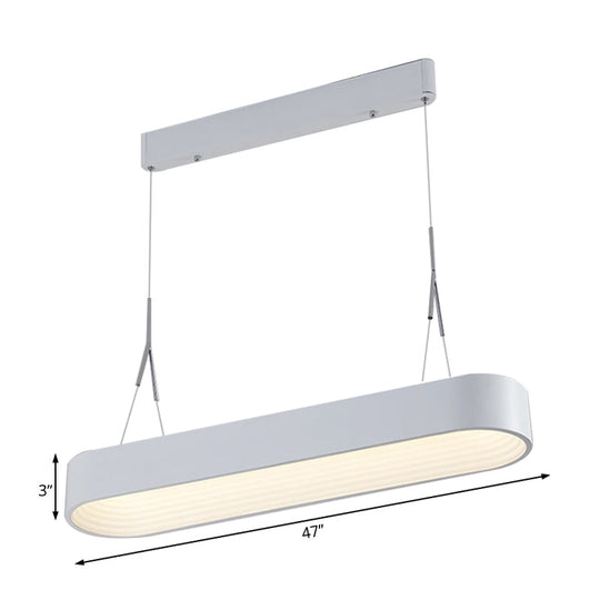 Modern Metal Rectangle LED Chandelier Lighting - 33.5"/47" Wide - White/Grey - Hanging Lamp Kit with Recessed Diffuser