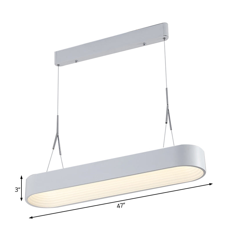 Modern Metal Rectangle Chandelier Lighting With Led - 33.5/47 Wide White/Grey Hanging Pendant Kit