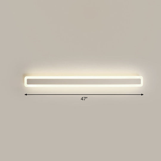 Minimalist Led Bar Vanity Light For Bathroom - White Acrylic Wall Mount / 47 Third Gear