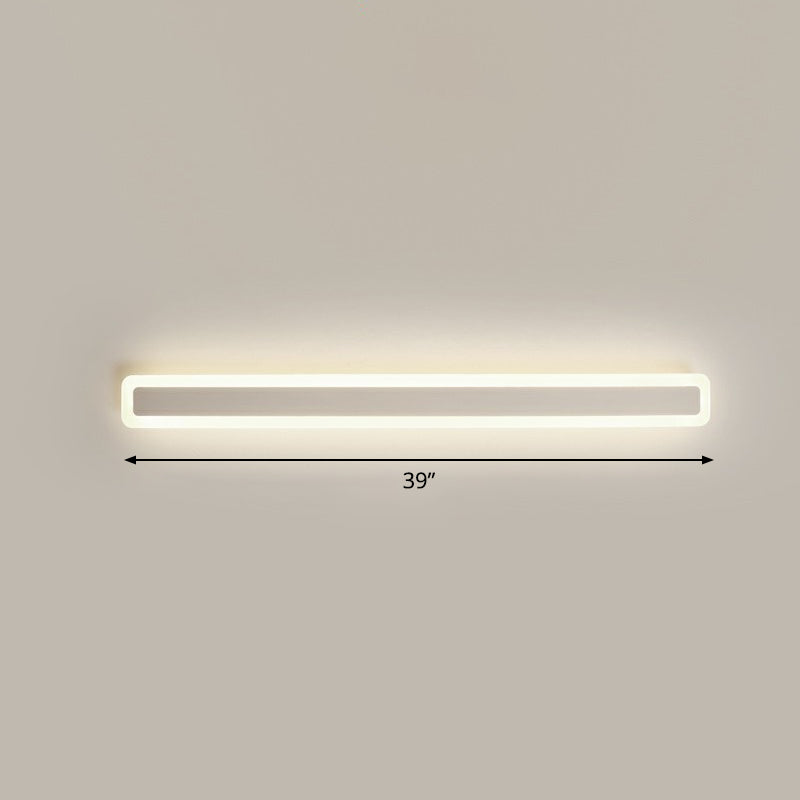 Minimalist Led Bar Vanity Light For Bathroom - White Acrylic Wall Mount / 39 Third Gear