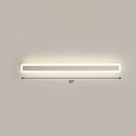 Minimalist Led Bar Vanity Light For Bathroom - White Acrylic Wall Mount / 39 Third Gear