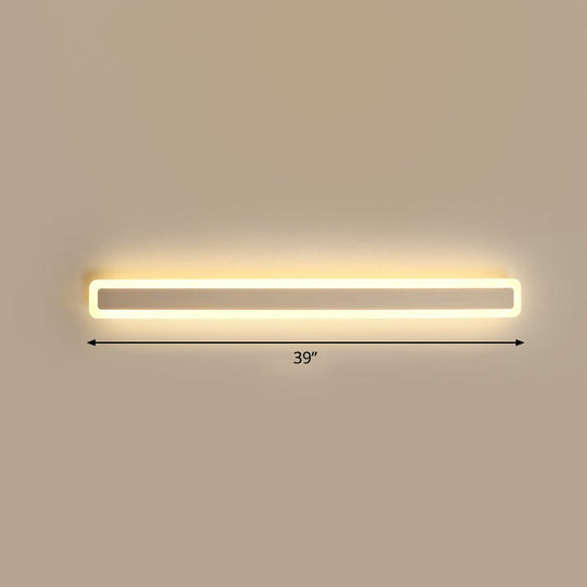 Minimalist Led Bar Vanity Light For Bathroom - White Acrylic Wall Mount / 39 Warm