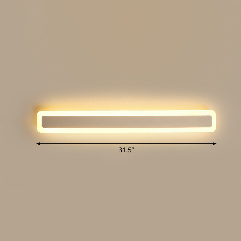 Minimalist Led Bar Vanity Light For Bathroom - White Acrylic Wall Mount / 31.5 Warm