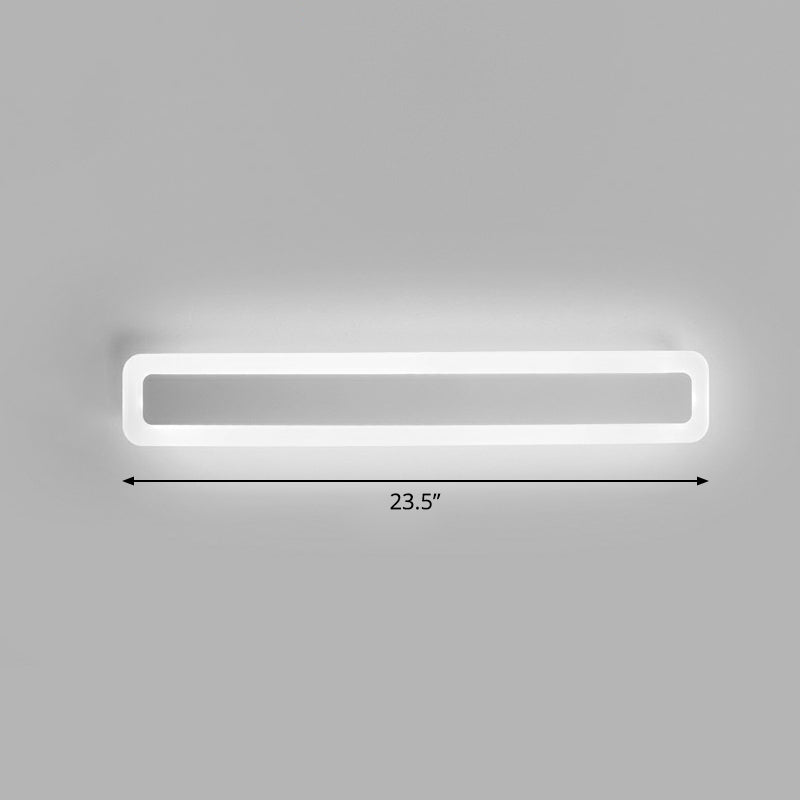 Minimalist Led Bar Vanity Light For Bathroom - White Acrylic Wall Mount / 23.5