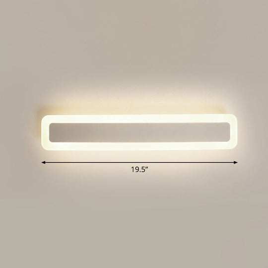 Minimalist Led Bar Vanity Light For Bathroom - White Acrylic Wall Mount / 19.5 Third Gear
