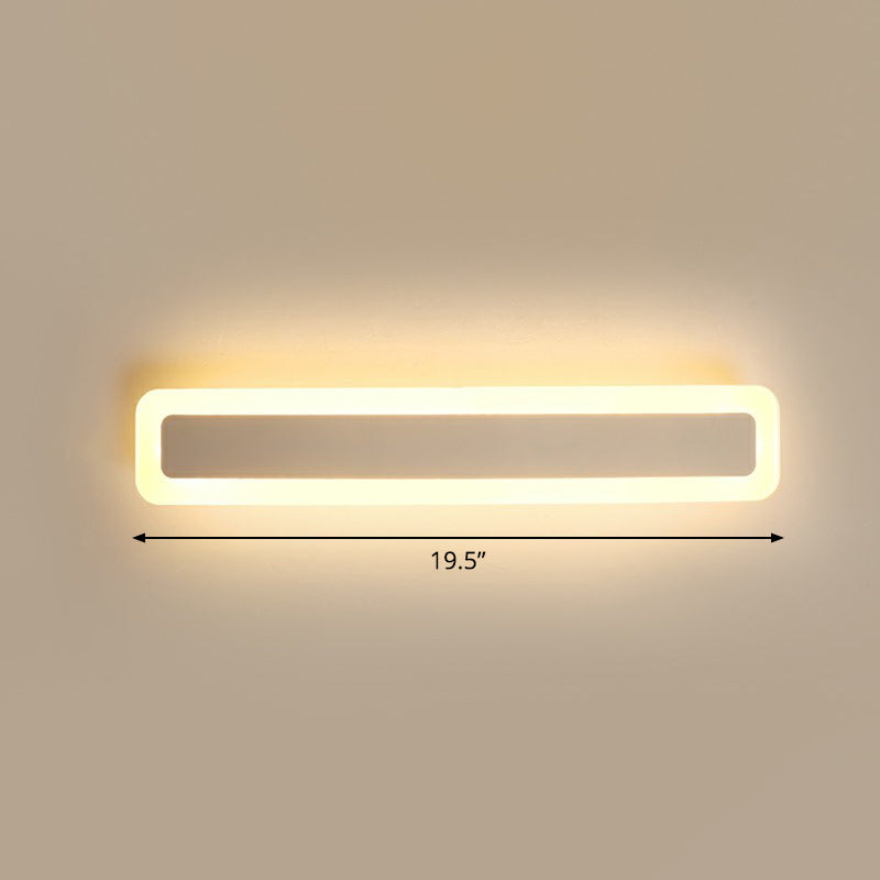 Minimalist Led Bar Vanity Light For Bathroom - White Acrylic Wall Mount / 19.5 Warm