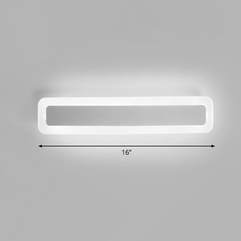 Minimalist Led Bar Vanity Light For Bathroom - White Acrylic Wall Mount / 16