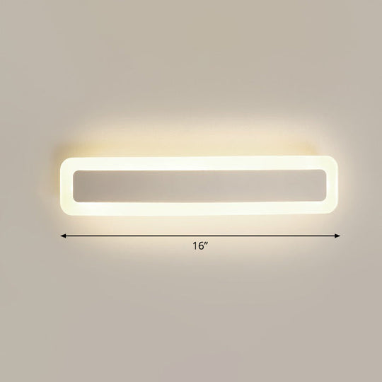 Minimalist Led Bar Vanity Light For Bathroom - White Acrylic Wall Mount / 16 Third Gear