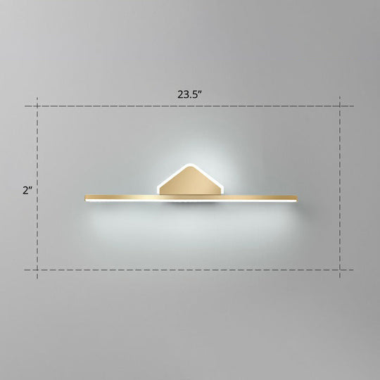 Minimalist Acrylic Led Vanity Light With Gold Finish For Bathroom Walls / 23.5 Triangle
