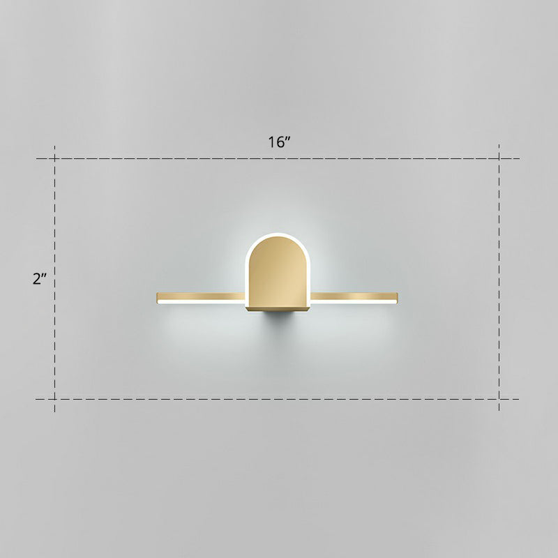 Minimalist Acrylic Led Vanity Light With Gold Finish For Bathroom Walls / 19.5 Semicircle
