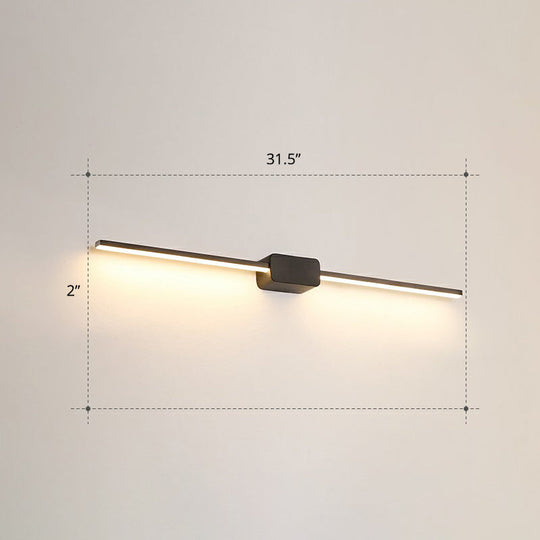 Modern Led Wall-Mounted Vanity Lamp For Bathroom Minimalistic Acrylic Pole Design Black / 31.5 Warm