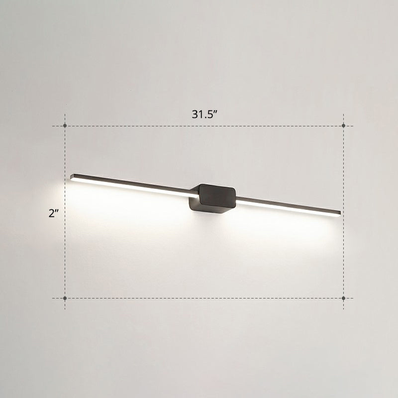 Modern Led Wall-Mounted Vanity Lamp For Bathroom Minimalistic Acrylic Pole Design Black / 31.5 White
