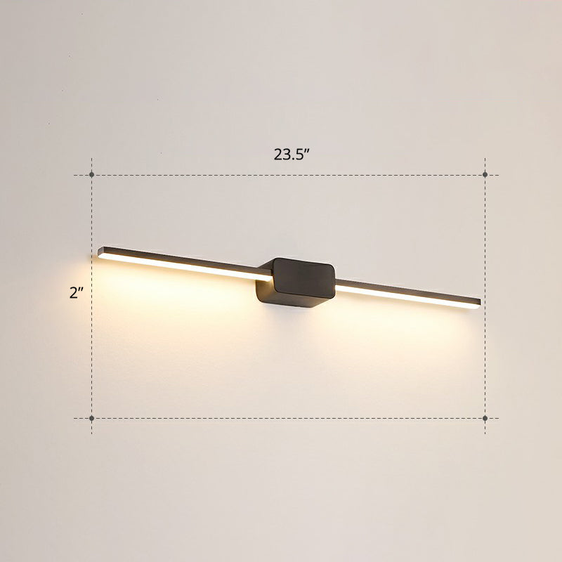 Modern Led Wall-Mounted Vanity Lamp For Bathroom Minimalistic Acrylic Pole Design Black / 23.5 Warm