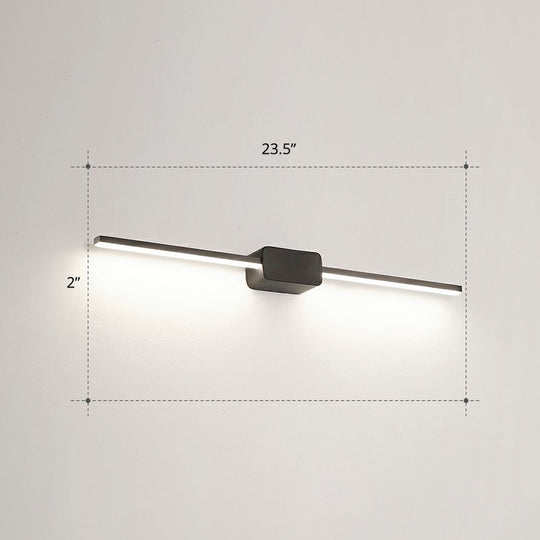 Modern Led Wall-Mounted Vanity Lamp For Bathroom Minimalistic Acrylic Pole Design Black / 23.5 White