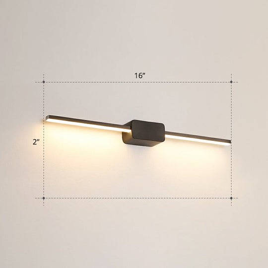 Modern Led Wall-Mounted Vanity Lamp For Bathroom Minimalistic Acrylic Pole Design Black / 16 Warm