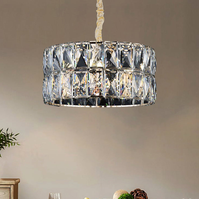 Modern Black Round Crystal Chandelier - Stylish Multi-Light Ceiling Lamp For Living Room