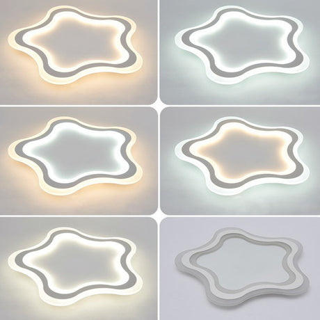 Kids Cartoon Acrylic Led Flushmount Ceiling Light With White Pentacle Design