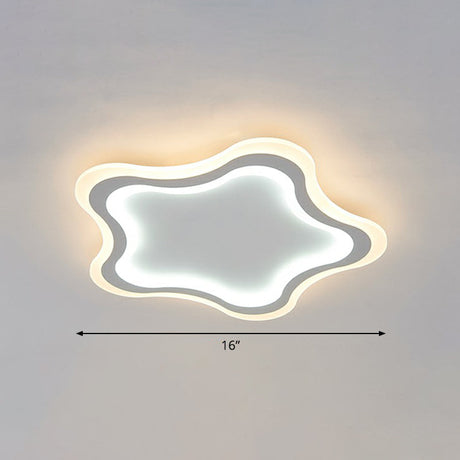 Kids Cartoon Acrylic Led Flushmount Ceiling Light With White Pentacle Design / 16 Inner Outer Warm