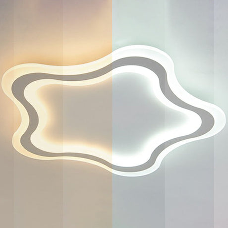 Kids Cartoon Acrylic Led Flushmount Ceiling Light With White Pentacle Design / 16 Remote Control