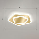Gold Geometric Corridor Ceiling Light - Acrylic Led Flush Mount Fixture With Minimalistic Design /