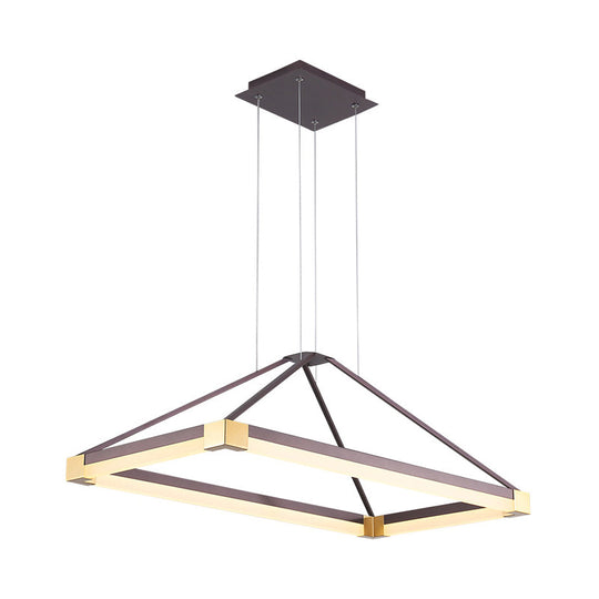 Modern Pyramid Chandelier - White/Coffee 23.5/31.5/39 Wide Led Metal Ceiling Pendant Fixture Warm