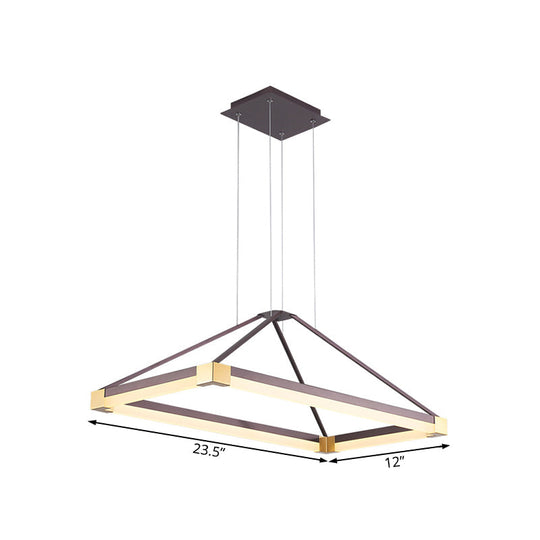 Modern Pyramid Chandelier - White/Coffee 23.5/31.5/39 Wide Led Metal Ceiling Pendant Fixture Warm