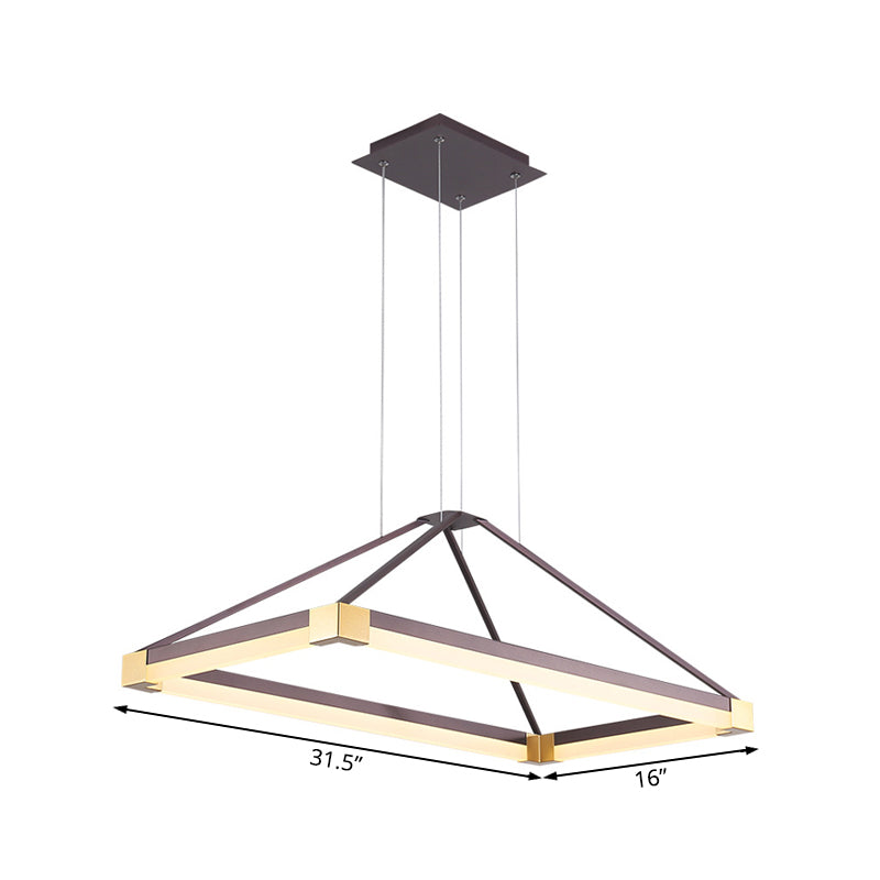 Modernist LED Pyramid Chandelier - White/Coffee, 23.5"/31.5"/39" Wide, Metal Ceiling Pendant Fixture with Warm Light