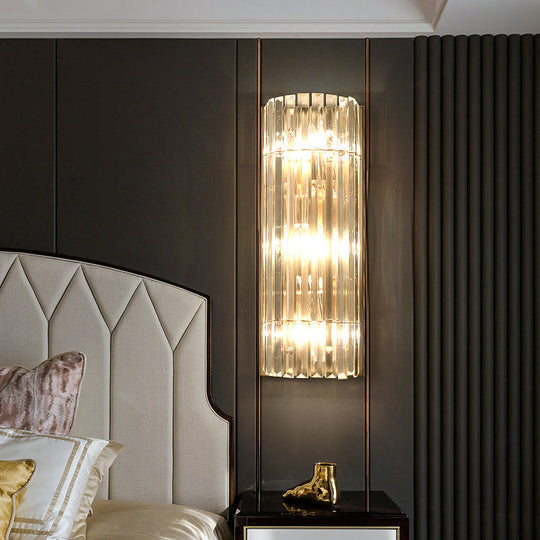 Contemporary Gold Wall Sconce With Crystal Shade - Modern 3-Light Flush Mount