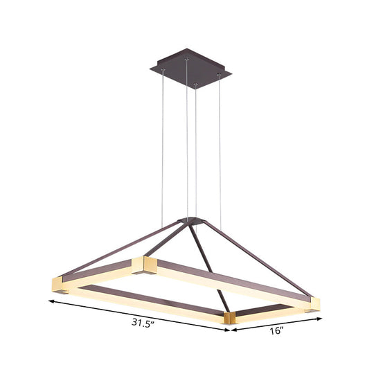 Modern Pyramid Chandelier - White/Coffee 23.5/31.5/39 Wide Led Metal Ceiling Pendant Fixture Warm