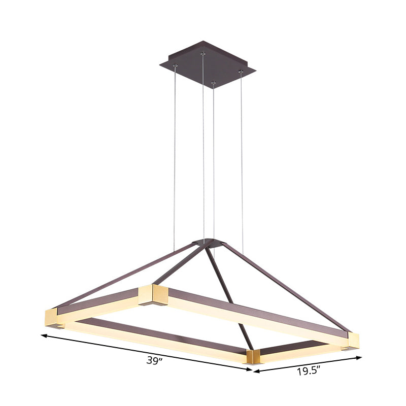 Modernist LED Pyramid Chandelier - White/Coffee, 23.5"/31.5"/39" Wide, Metal Ceiling Pendant Fixture with Warm Light