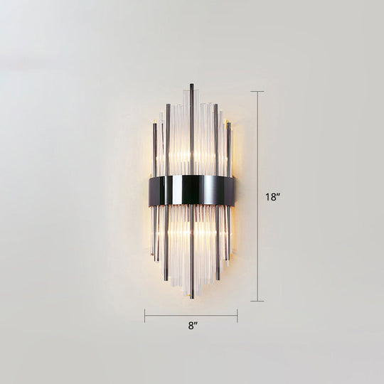 K9 Crystal Wall Sconce Postmodern 2-Light For Living Room Black / 8