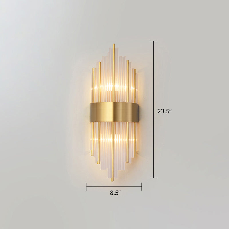 K9 Crystal Wall Sconce Postmodern 2-Light For Living Room Gold / 8.5