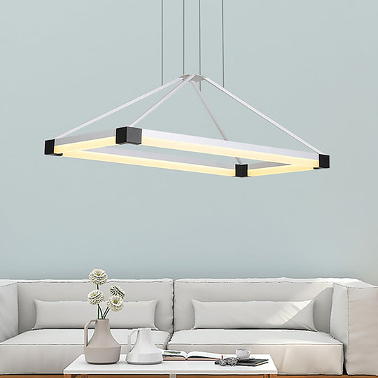 Modern Pyramid Chandelier - White/Coffee 23.5/31.5/39 Wide Led Metal Ceiling Pendant Fixture Warm