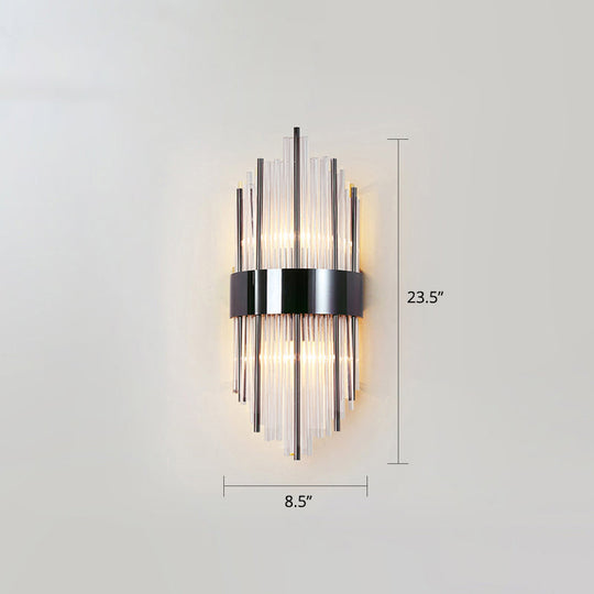 K9 Crystal Wall Sconce Postmodern 2-Light For Living Room Black / 8.5