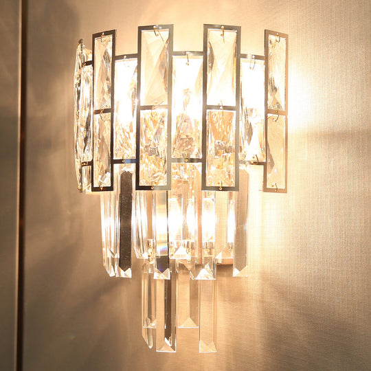 Minimalistic Crystal Prism Wall Lighting: 3-Light Sconce Fixture For Living Room Gold