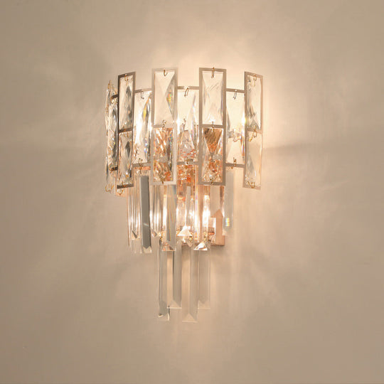 Minimalistic Crystal Prism Wall Lighting: 3-Light Sconce Fixture For Living Room