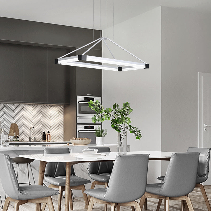 Modern Pyramid Chandelier - White/Coffee 23.5/31.5/39 Wide Led Metal Ceiling Pendant Fixture Warm