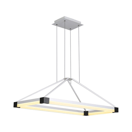 Modern Pyramid Chandelier - White/Coffee 23.5/31.5/39 Wide Led Metal Ceiling Pendant Fixture Warm