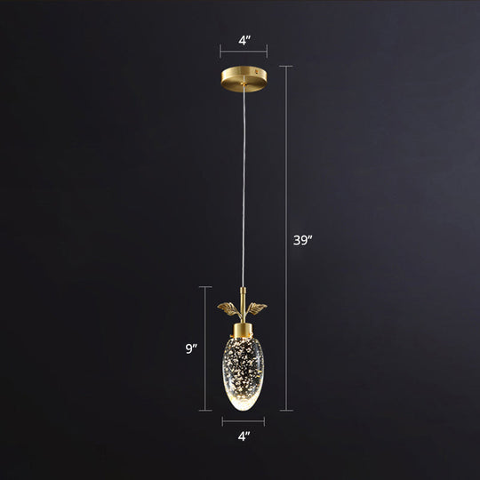 Golden LED Pendant Light with Seedy Crystal Fruit Design - Ideal for Bedroom
