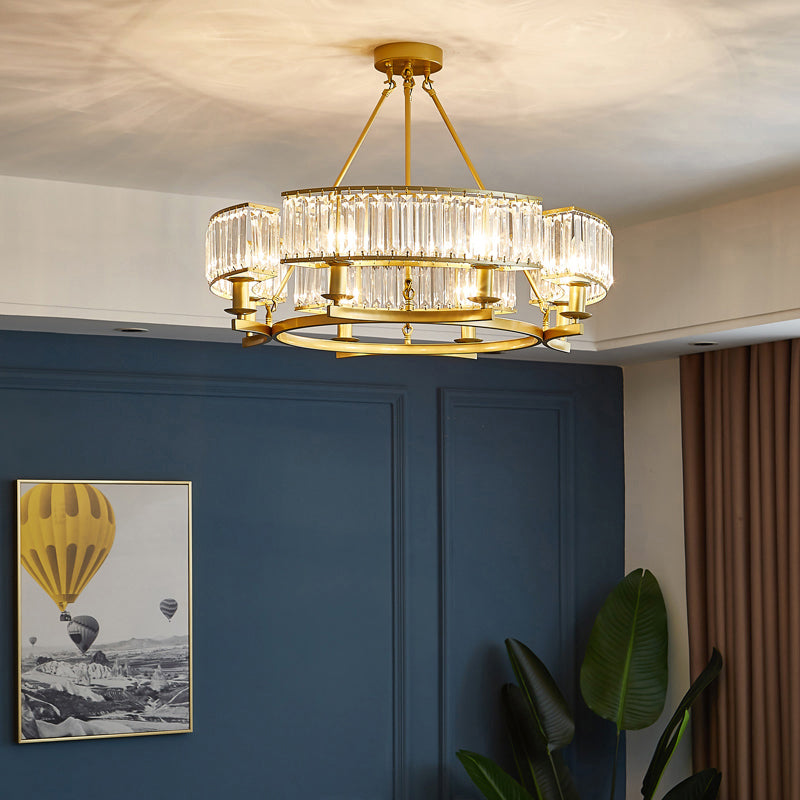Prismatic Crystal Chandelier - Modern Suspension Lighting for Living Room