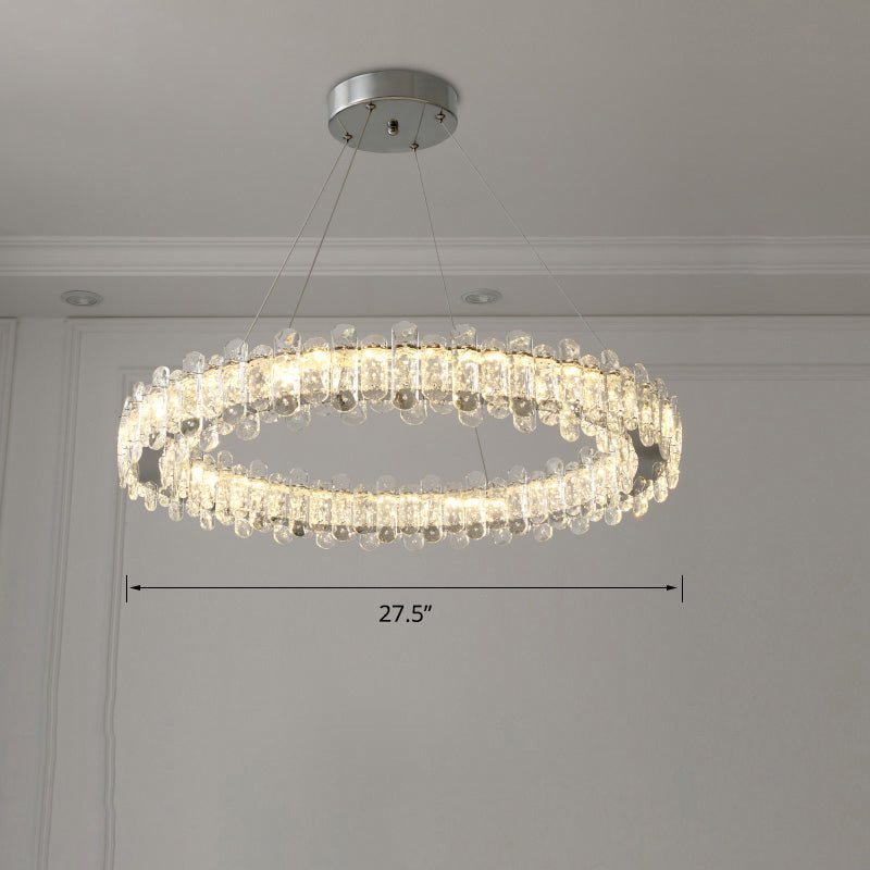 K9 Crystal Ring Led Pendant Light - Elegant Suspension Lamp With Chrome Finish