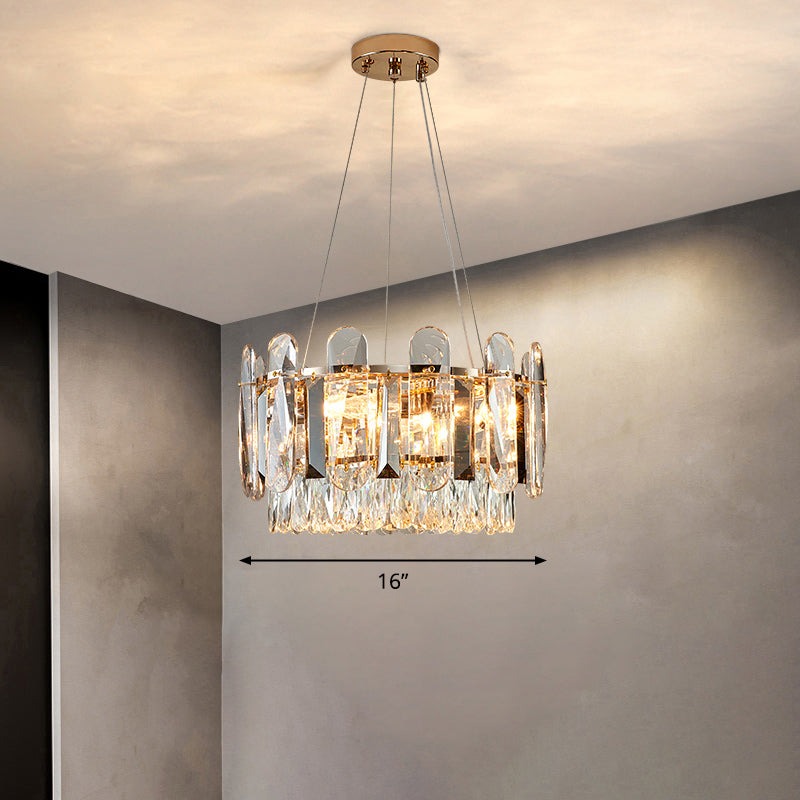 Minimalistic Circle Chandelier Light For Dining Room - Clear Crystal Suspension Lamp / 16