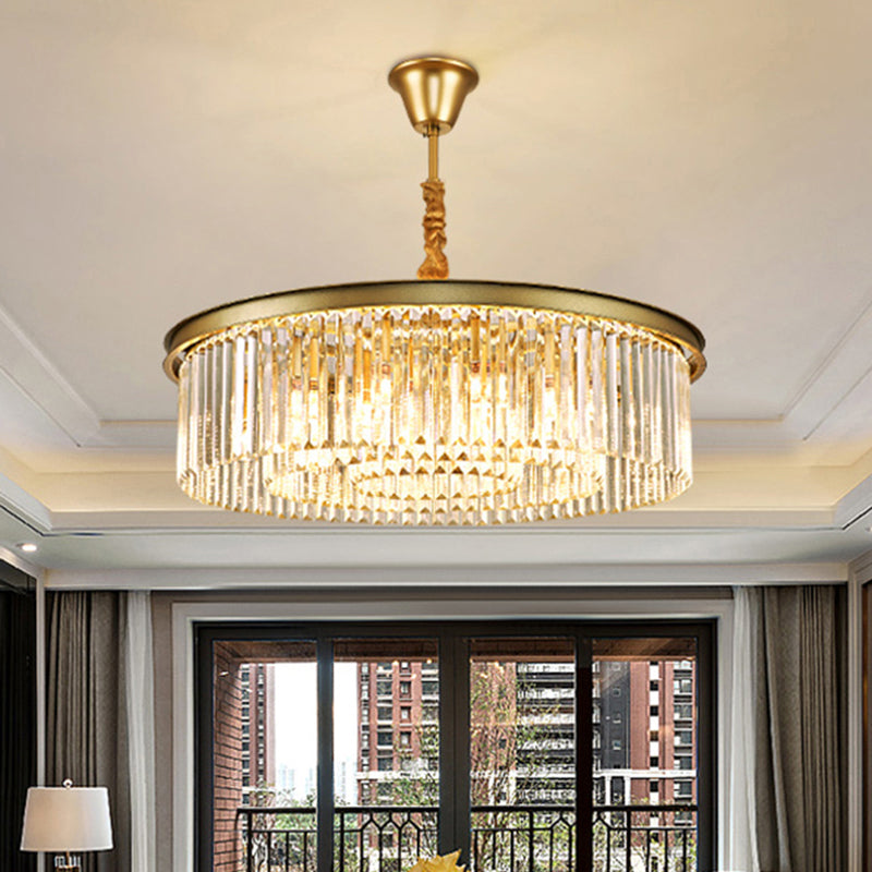 Modern Gold Finish Crystal Ceiling Chandelier for Living Room