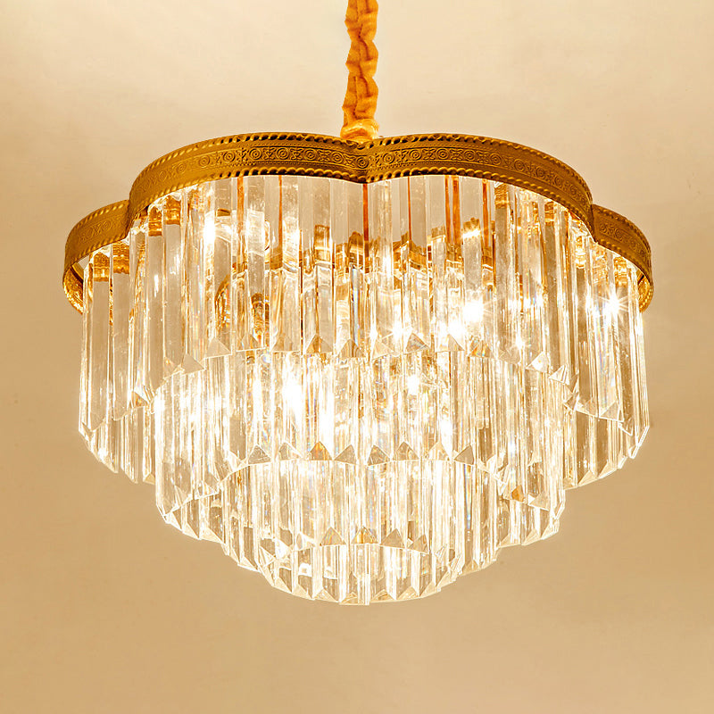 Postmodern Crystal Prism Chandelier Light - Brass Pendant Lamp For Dining Room / 18
