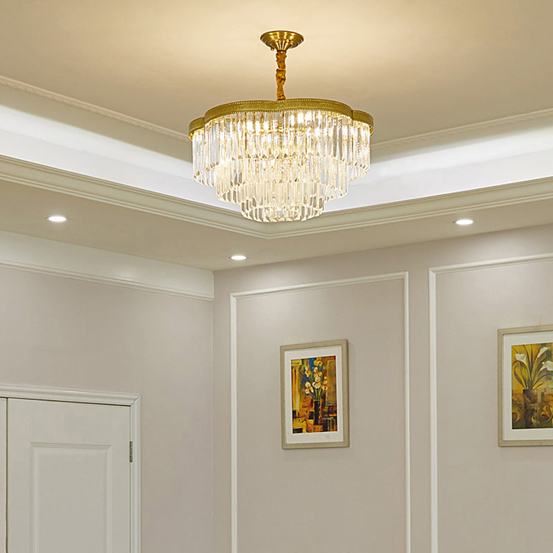 Postmodern Crystal Prism Chandelier Light - Brass Pendant Lamp For Dining Room