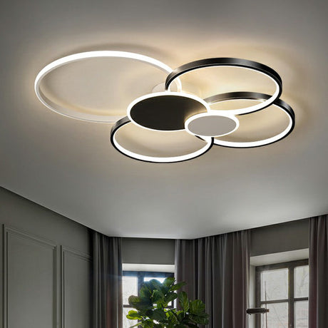 Modern Led Metal Flush Ceiling Light For Living Room - Circular Design Mounted