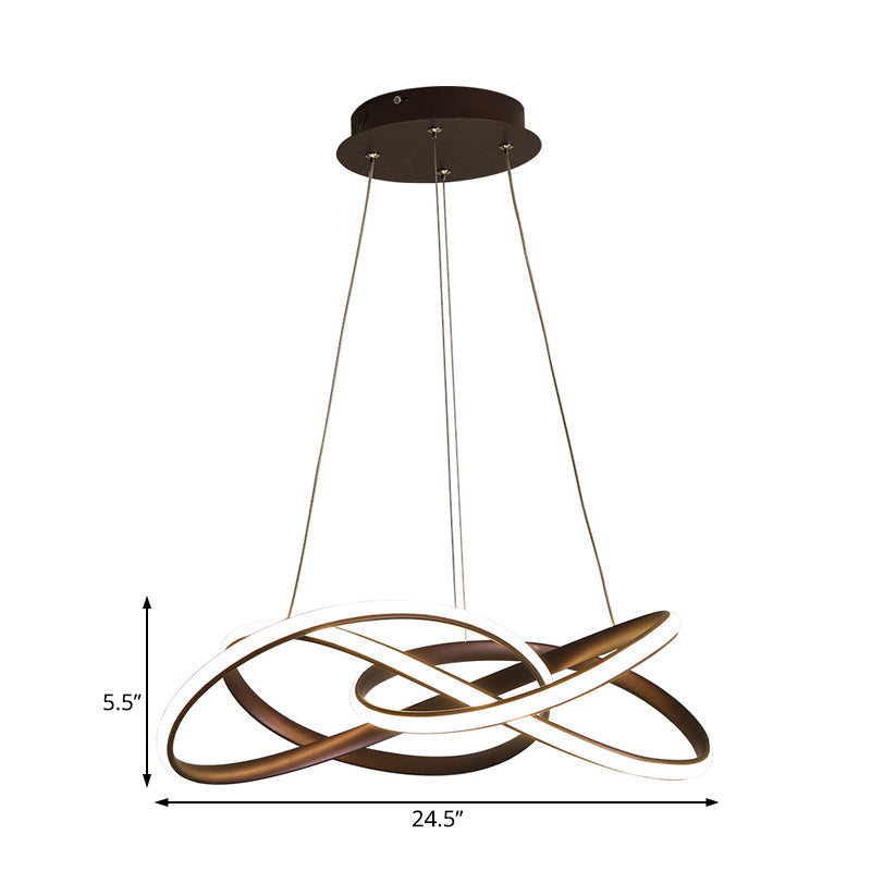 Modern LED Coffee Chandelier Lamp - White/Warm Light - Seamless Curve Design